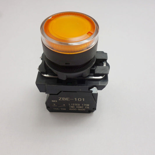 1PC 22mm Yellow Illuminated pushbutton Switch Fits XB5AW35G5 110V LED Momentary