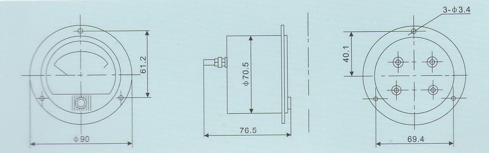 DC 0-400V Analog Voltmeter  Voltage Panel meter  Dia. 90mm Direct Connect