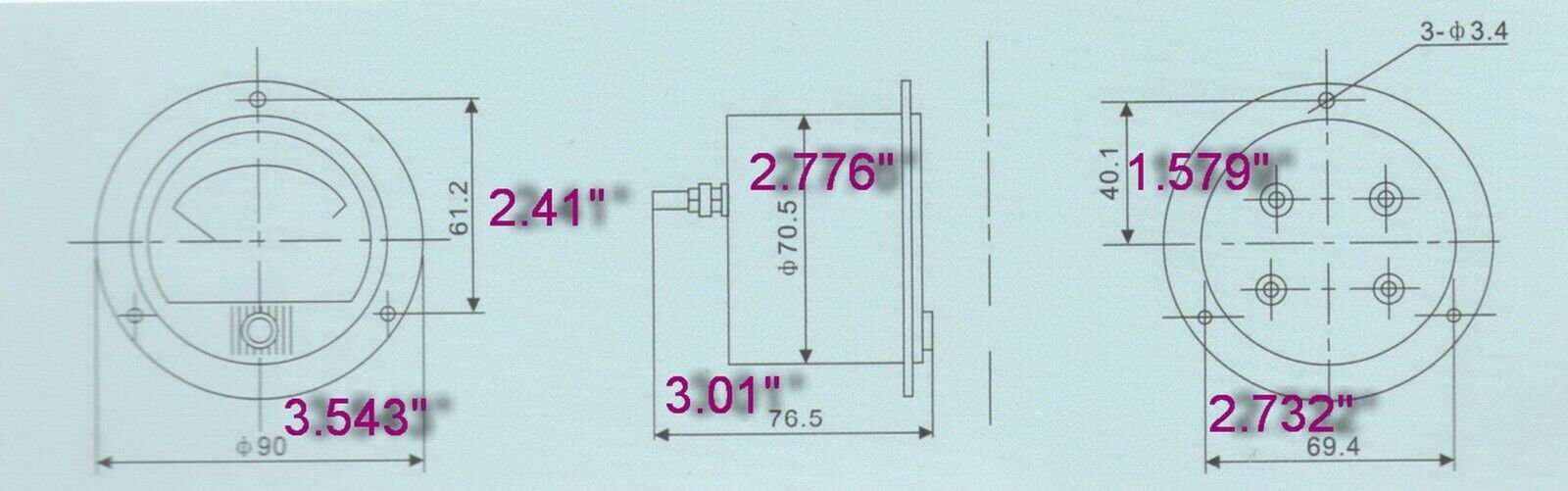 1PC Analogue Frequency Panel Meter 45-55HZ 220V Round Dia.90mm 65T5 plastic