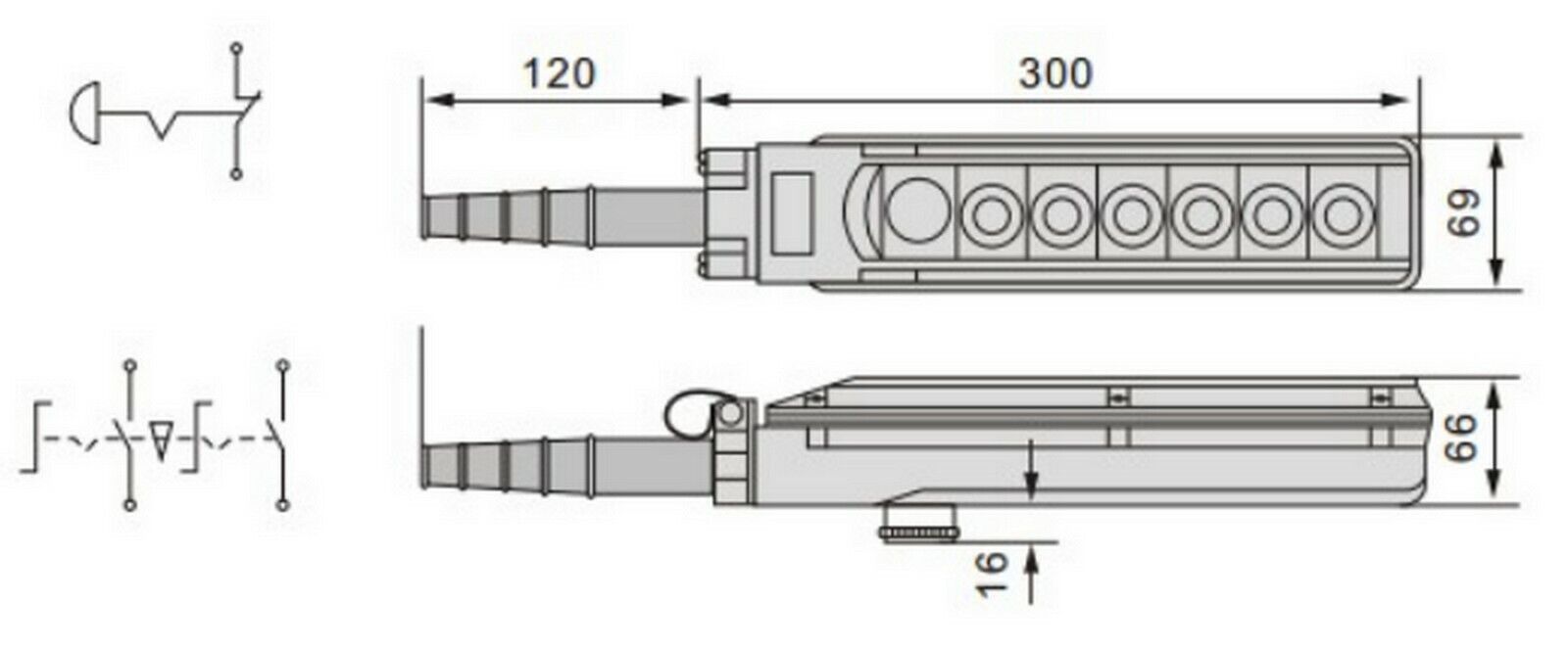  COB-C2 Crane Pendant Control Station One Push Lock revolve Estop Four On button