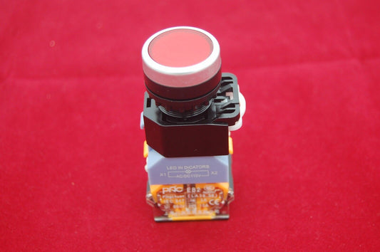 1PC 22MM Red Momentary LED Illuminated pushbutton with flush push Plastic 12V
