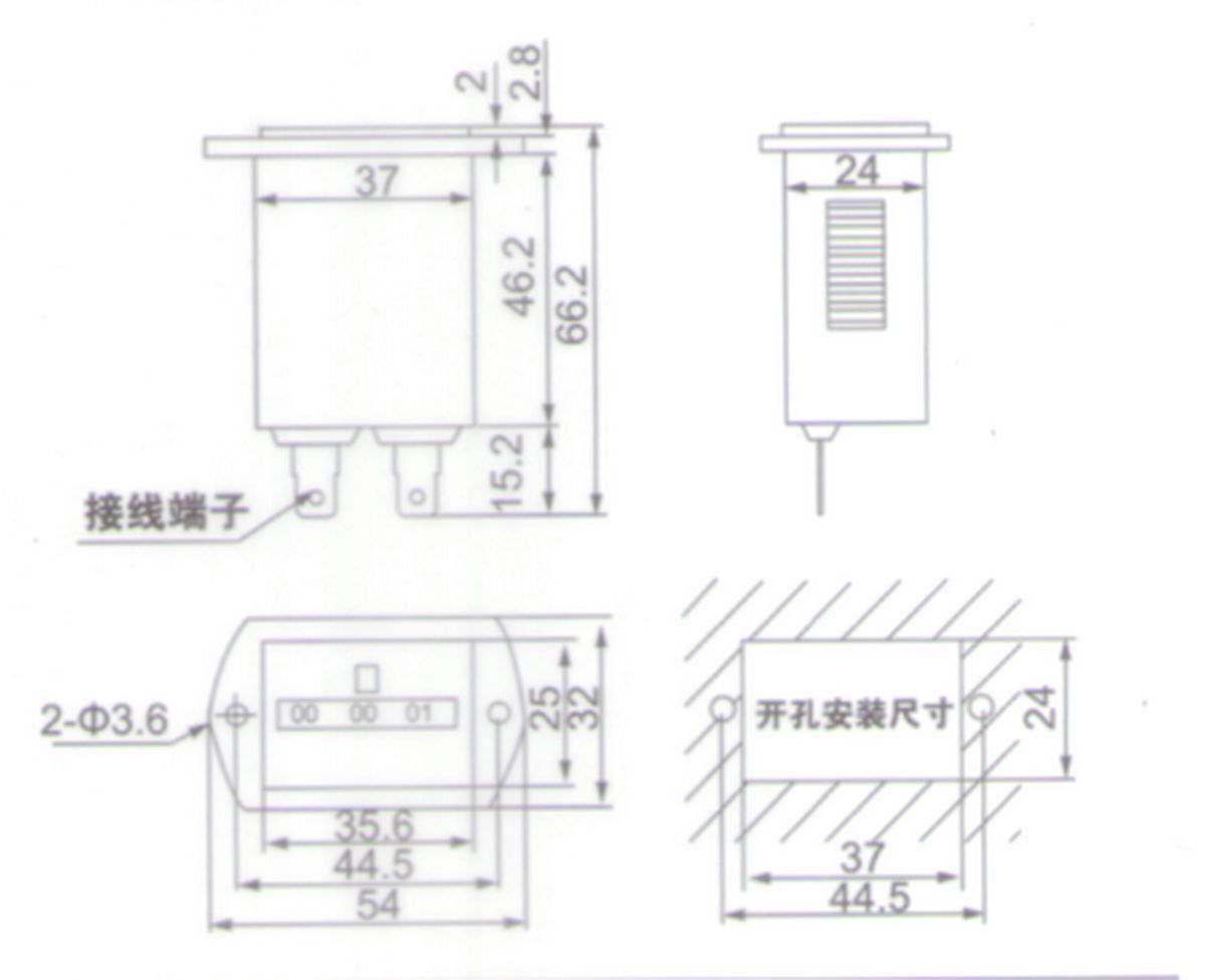 1PC hours meter 1/10(99999.9) Panel Ctutout 37*24mm 10-80V DC SYS-1