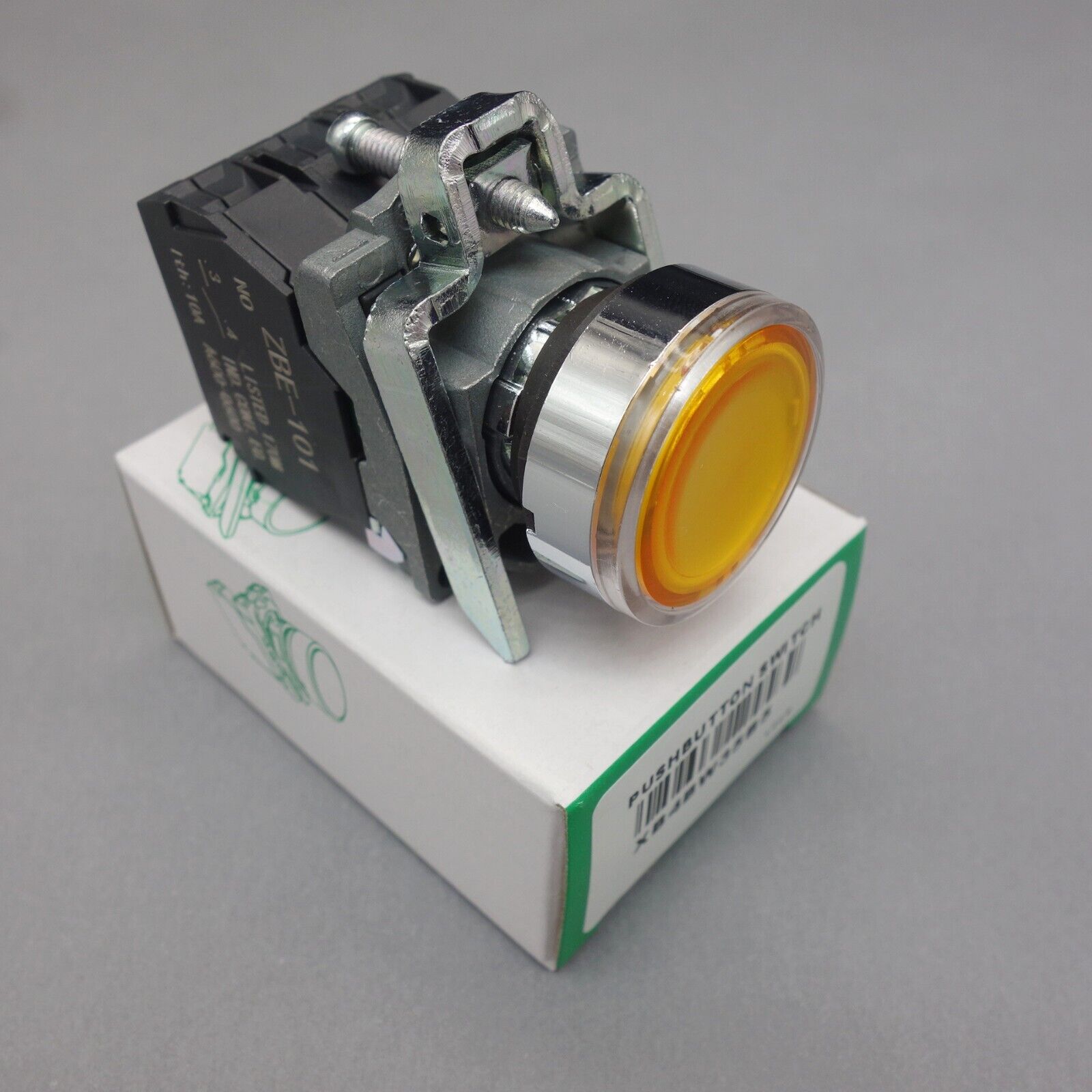 1PC 22MM YELLOW 12V LED  Illuminated pushbutton Switch FLUSH Fits XB4BW35J5