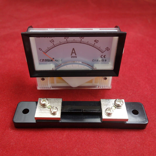 1PC DC 0-50A Analog Ammeter Panel AMP Current Meter 69C17 69C9 with Shunt