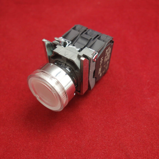 1PC 22MM  illuminated pushbuttons with flush push Fits XB4BW31M5 220V AC White