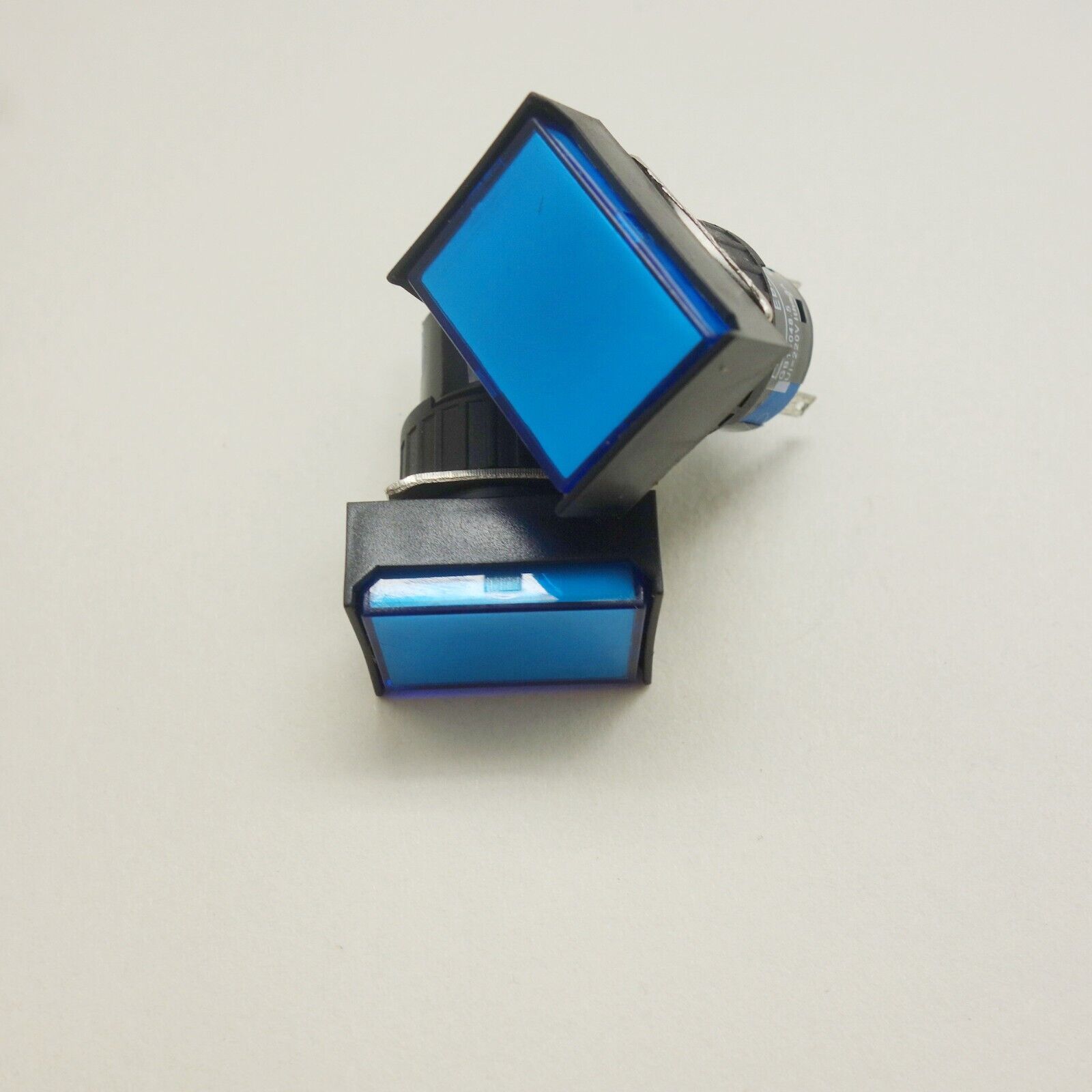 2PCS 16MM Retangular Blue LED ILLUMINATED Latching PUSH BUTTON 2NO/2NC 2POLES