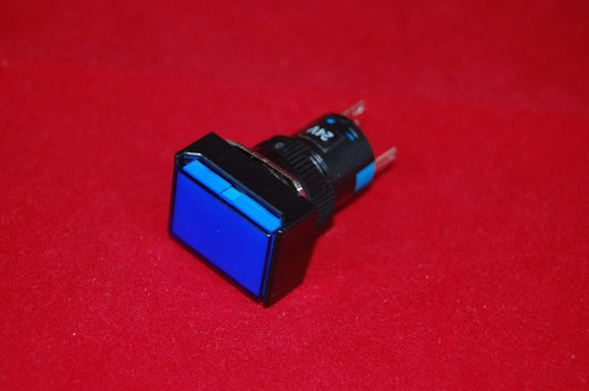 2PCS 16MM Blue  Rectangle  Momentary PUSH BUTTON ILLUMINATED 12V  5 PINS