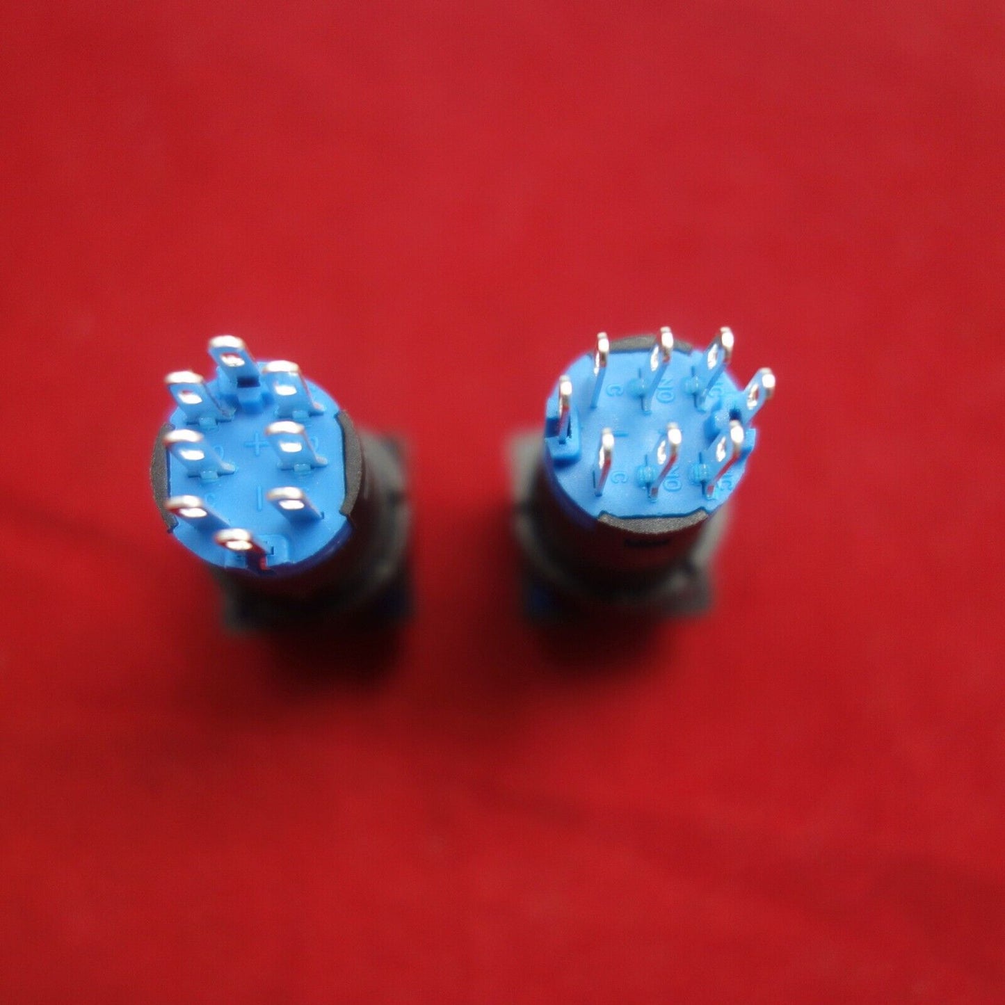 2PCS 12MM Blue LED ILLUMINATED Rectangular Momentary PUSH BUTTON 2NO/2NC 2POLES