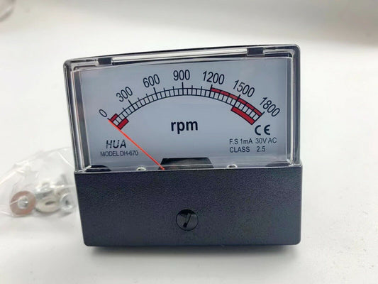 1PC 0-1800 Rpm Panel meter Size 60*70mm 30V AC Class 2.5 F.S 1mA