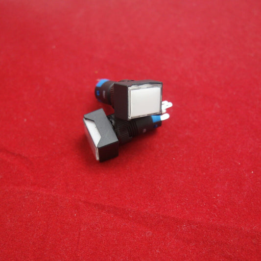 2PCS 12MM White LED ILLUMINATED Rectangular Latching PUSH BUTTON 2NO/2NC 2POLES