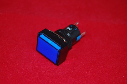 2PCS 16MM Blue  Rectangle  Momentary PUSH BUTTON ILLUMINATED 120V  5 PINS