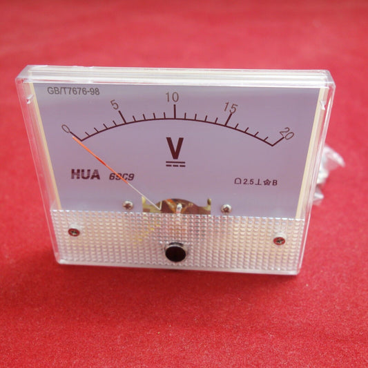 1PC DC 0-20V Analog VOLTMETER Voltage Meter 10V 80*65MM 69C9 direct connect