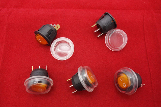 5Pcs 24V Yellow Illuminated Round 2 Position Rocker Switch with Waterproof Boot