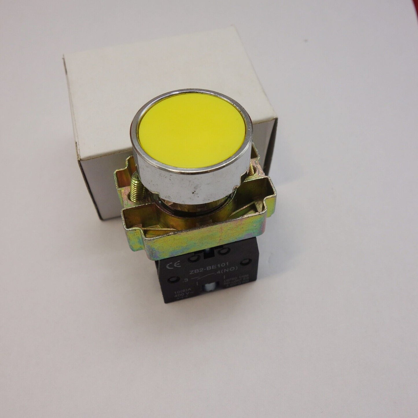 1PCS NEW FITS XB2BA51 22MM YELLOW Momentary PUSH BUTTON Switch 1NO Momentary