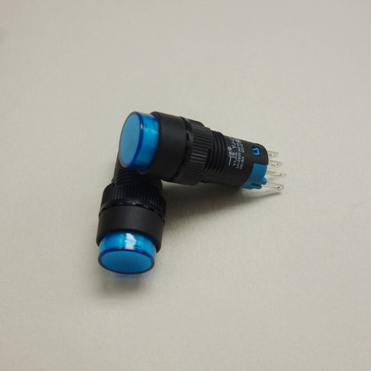 2PCS 12MM Blue LED ILLUMINATED ROUND Latching PUSH BUTTON 2NO/2NC 2POLES 8pins