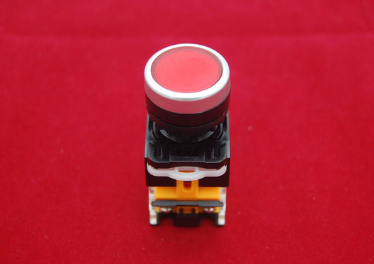1PC 22MM Red Maintained Latching Push button Switch 1NC/1NO Ith 10A