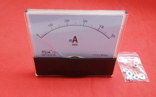 1PC DC 0-500mA Analog Ammeter Panel AMP Current Meter 100x120mm 59C2