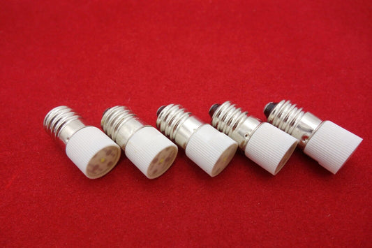 5PCS E10 LED BULB 12V AC/DC WHITE COLOR Base Dia. 9mm