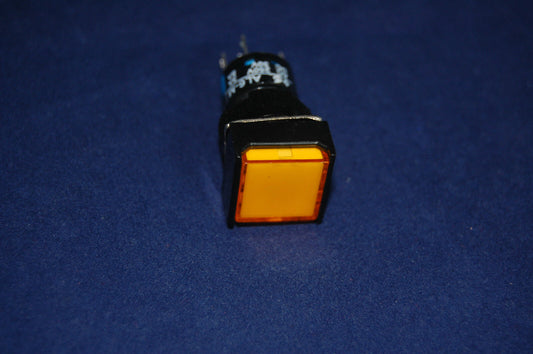 5PCS 16MM YELLOW Square Latching PUSH BUTTON ILLUMINATED 12V AC/DC 5 PINS