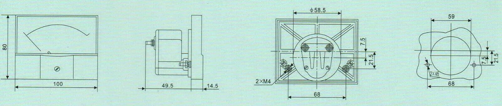 1pc Analog Voltage VOLTMETER Panel Meter DC 0 - 50V 44C2 80*100MM