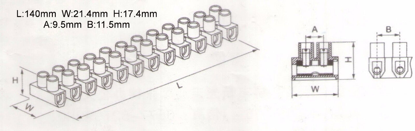 2PCS U Type 15A 12P Terminal Block Material PA 66, 94V-2 M4x6.5 High quality
