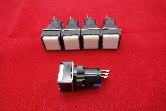5PCS 16MM White Square Maintained PUSH BUTTON 3 Pins 250V AC 3A / DC 30V 5A