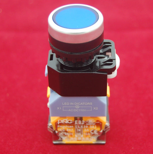 1PC 22MM Blue Maintained Latching LED Illuminated push button Plastic 220V