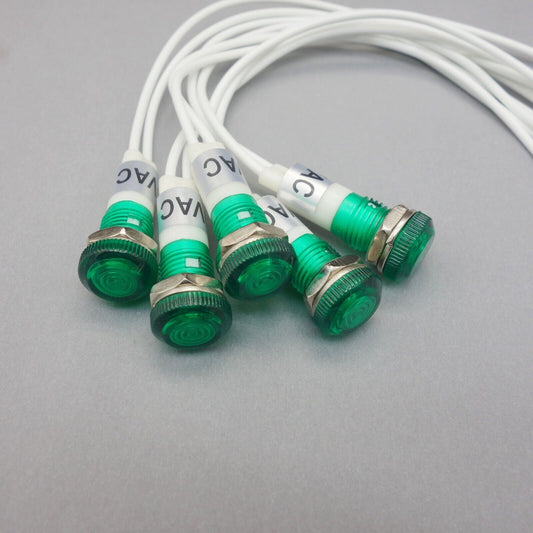 5Pcs 120V AC 10mm GREEN Panel Mounting LED Indication Signal Pilot Lights