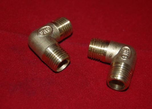 2PCS Brass Elbow 90 Degree MALE THREAD PT 1/4" PIPE CONNECTOR High Quality