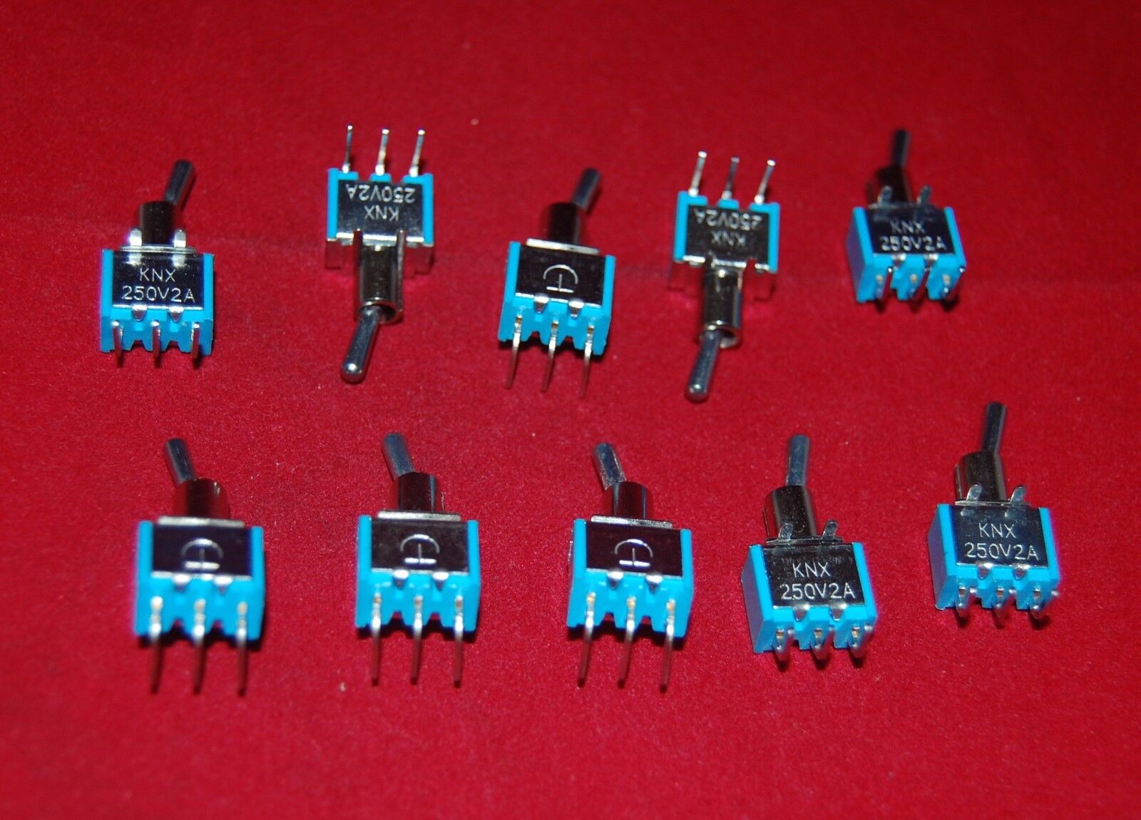 10PCS SPDT Miniature bend 3 pins Toggle Switches ON-OFF-ON Maintained 250VAC 2A