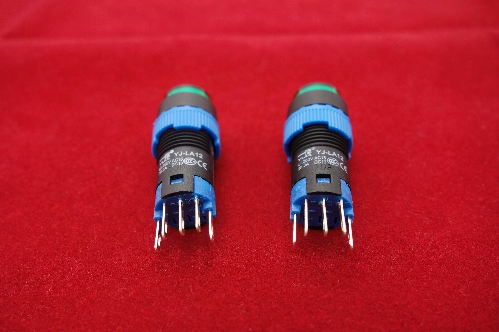 2PCS Cutout 12MM 48V Green LED ILLUMINATED Round Momentary PUSH BUTTON 5 PINS