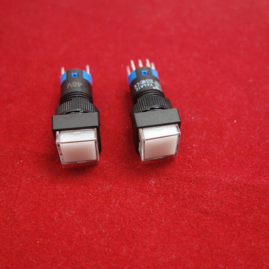 2PCS 12MM White LED ILLUMINATED Square Momentary PUSH BUTTON 2NO/2NC 2POLES 8Pin