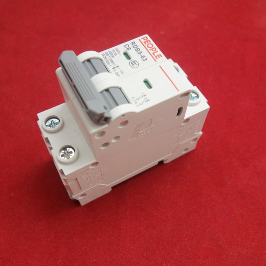1Pc 2 Pole 6A Miniature Circuit Breaker RDB5-63 C6 6KA Breaking Capacity MCB