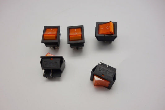 5Pcs Yellow 12V Light Illuminated 2 Position ON/OFF Boat Rocker Switch 4 Pin 