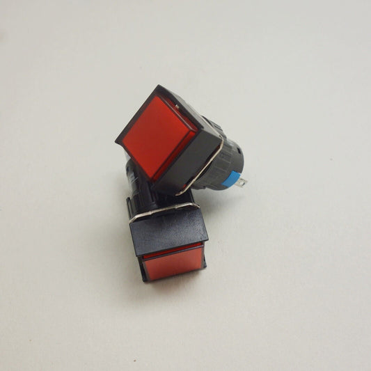 2PCS 16MM RED LED ILLUMINATED Square Latching PUSH BUTTON 2NO/2NC 2POLES LA39