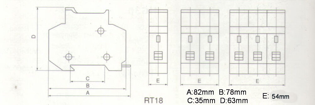 1PC 3 Pole Din Rail Mounting RT18-32 Fuse Holder for 10x38MM Fuse link