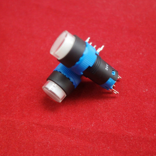 2PCS 12MM White LED ILLUMINATED ROUND Momentary PUSH BUTTON 2NO/2NC 2POLES