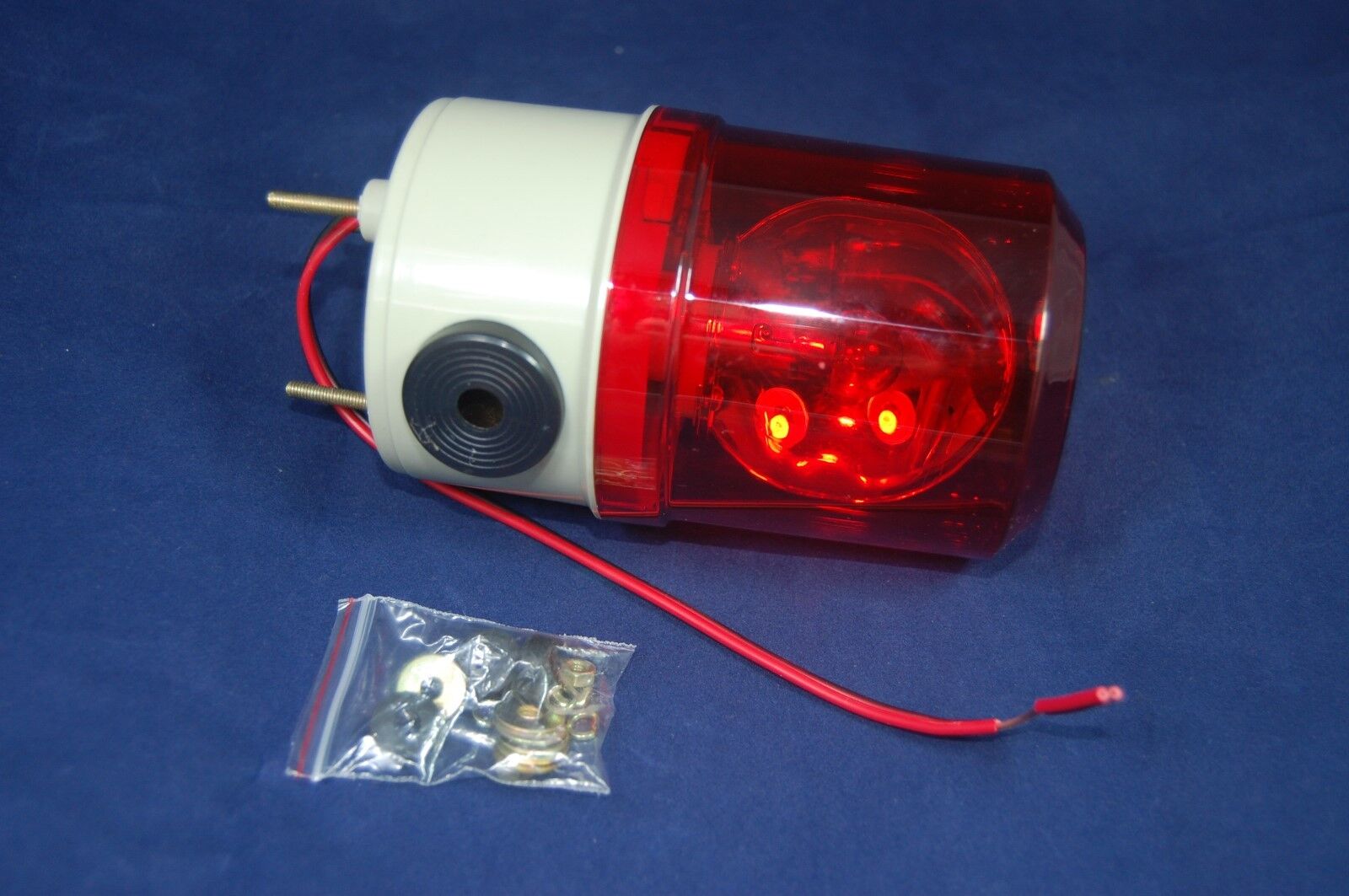 1pc  Bulb Revolving Warning light Φ80mm 90-130RPM RED 24V DC  IP45 With Buzzer