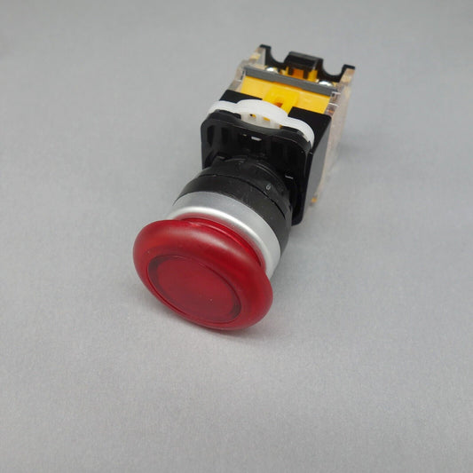 1pc Red 35mm head mushroom pushbutton Latching 1NO/1NC Plastic LA38