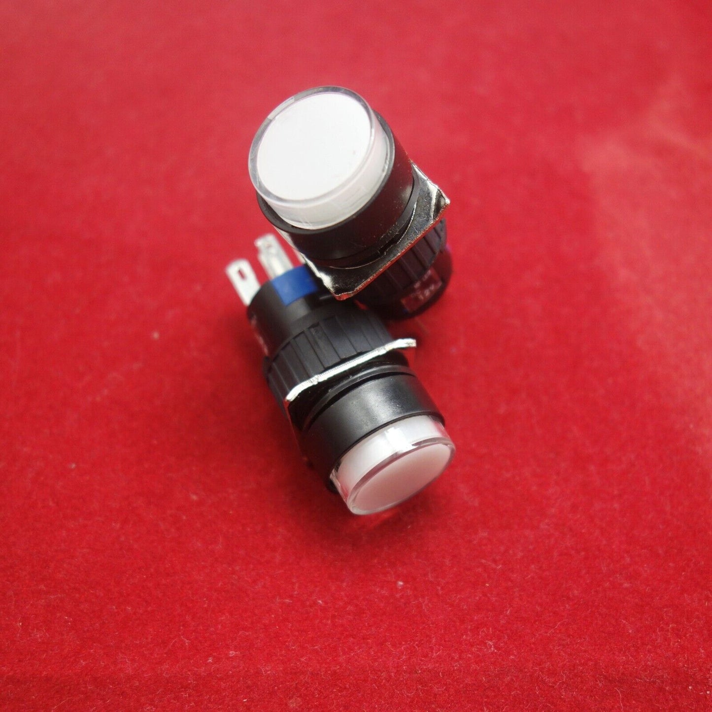 2PCS 16MM White LED ILLUMINATED ROUND Latching PUSH BUTTON 2NO/2NC 2POLES LA39