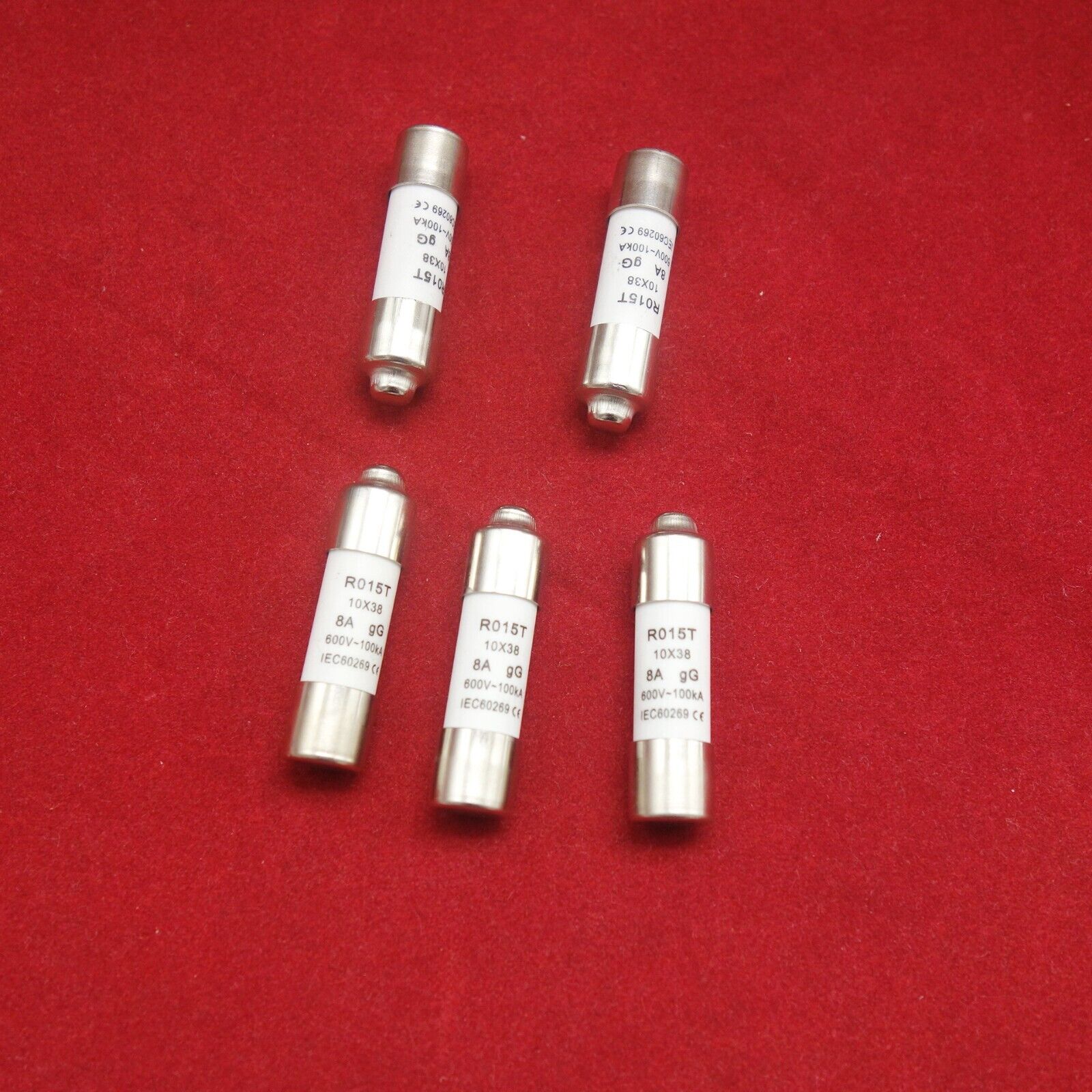 5Pcs ATQR RO15T 600V 8A 10 x 38mm Ceramic Cylindrical Fuse Links gG Time delay
