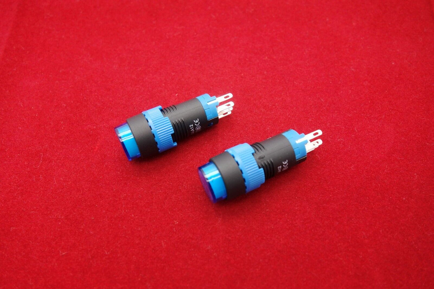 2PCS Cutout 12MM 6V Blue LED ILLUMINATED Round Latching PUSH BUTTON 5 PINS