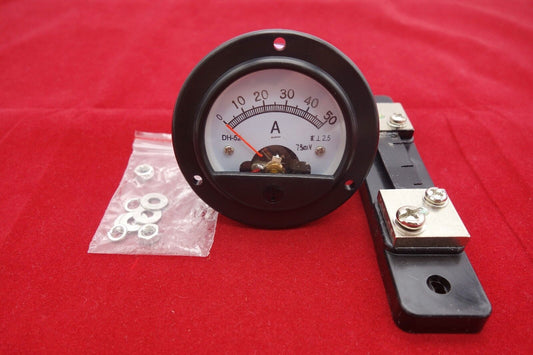 DC 0-50A Round Analog Ammeter Panel Current Meter Dia. 66.4mm DH52 with shunt