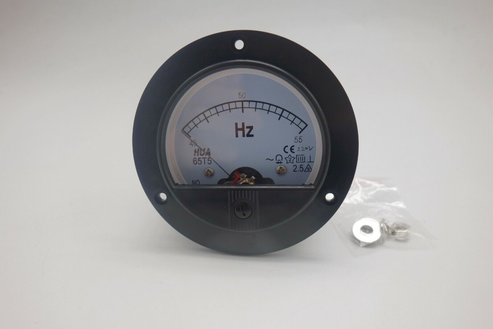 1PC Analogue Frequency Panel Meter 45-55HZ 220V Round Dia.90mm 65T5 plastic