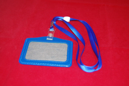 2 Pcs Horizontal Style Name Tag ID Badge Card Holders Blue Clear with suspender