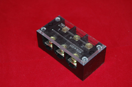 Lot of 2 pcs 3 Position 100A 600V Barrier Dual Row Terminal Block/Strip w/Cover