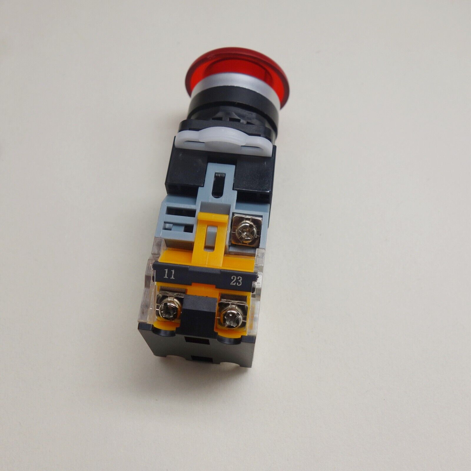 1pc 220V red Led Illuminated mushroom pushbutton Momentary 1NO/1NC Plastic LA38
