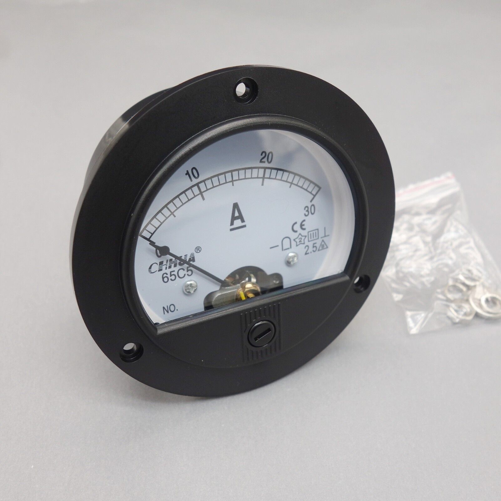 DC 30A Round Analog Ammeter Panel AMP Current Meter Dia. 90mm Direct Connect
