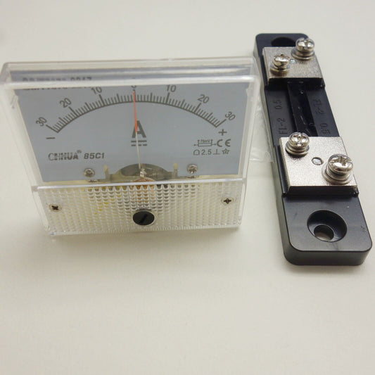 75mV DC Minus Zero Plus -30A - +30A 85C1 Analogue Ammeter AMP Panel meter shunt