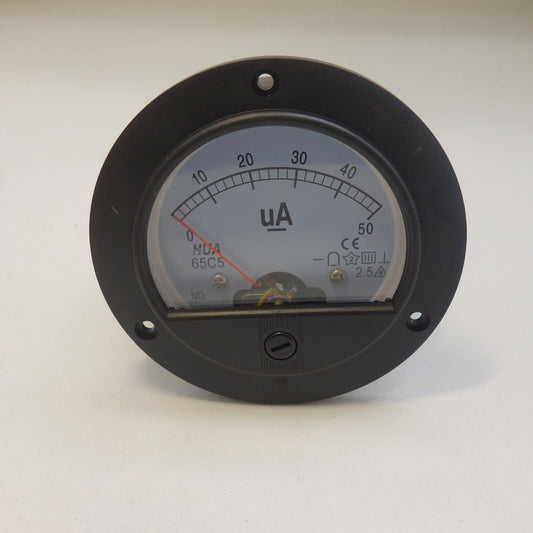 DC 0-50uA Round Analog Ammeter Panel AMP Current Meter Dia. 90mm Direct Connect